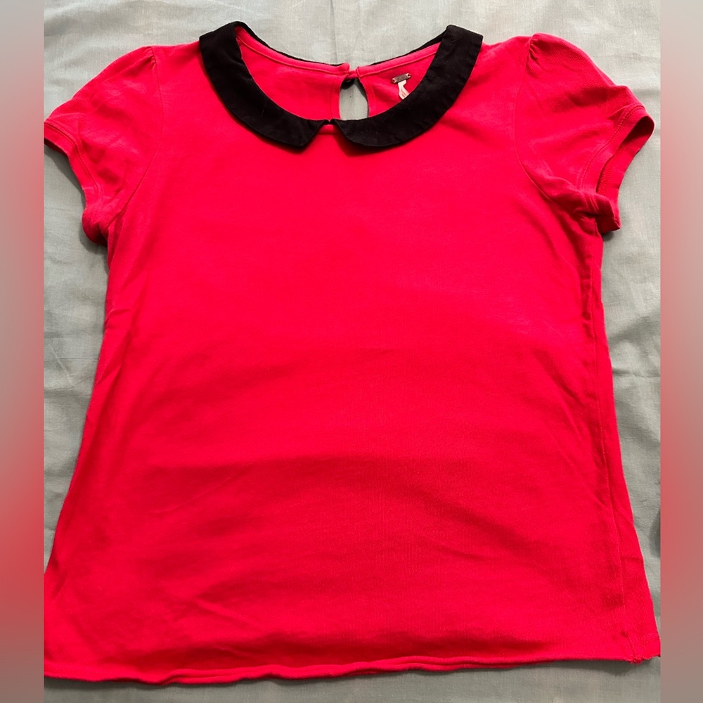 Red Free People collared top, Sz M
